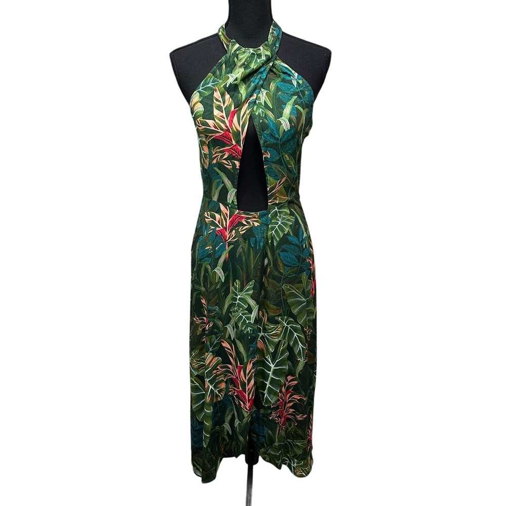 Anthropologie Farm‎ Rio Foliage Jungle Cutout Cover-Up In Dark Green Size Small